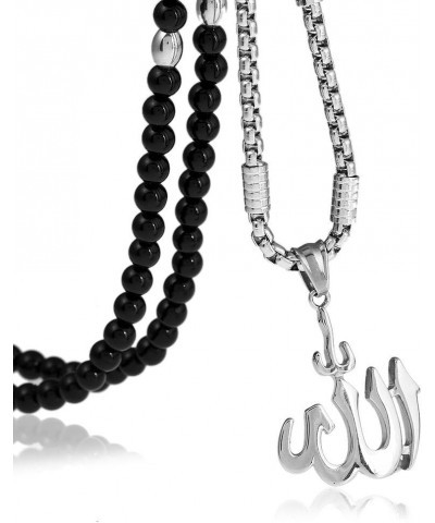 Islamic Jewelry Allah Necklace Muslim Pendants Necklace with Natural Agate Stone Chain 26 $11.65 Necklaces