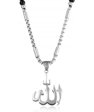 Islamic Jewelry Allah Necklace Muslim Pendants Necklace with Natural Agate Stone Chain 26 $11.65 Necklaces