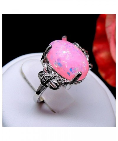 Sharla Oval Shape Simulated Fire Pink Purple or Green Opal Ring Fashion Jewelry Ring for Women Girls Pink $11.79 Rings