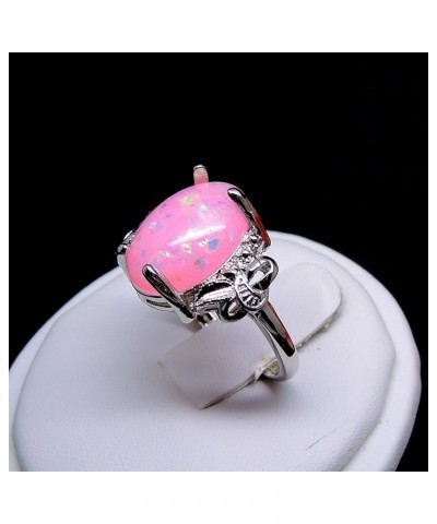 Sharla Oval Shape Simulated Fire Pink Purple or Green Opal Ring Fashion Jewelry Ring for Women Girls Pink $11.79 Rings