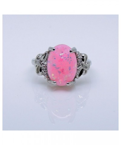 Sharla Oval Shape Simulated Fire Pink Purple or Green Opal Ring Fashion Jewelry Ring for Women Girls Pink $11.79 Rings