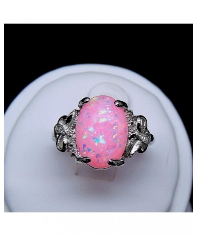 Sharla Oval Shape Simulated Fire Pink Purple or Green Opal Ring Fashion Jewelry Ring for Women Girls Pink $11.79 Rings