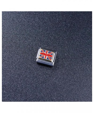 Italian Bracelet Charms, 9mm Stainless Steel Flag Charm Link Jewelry for Women, Ethnic Pride Country Flags Enamel Links for M...