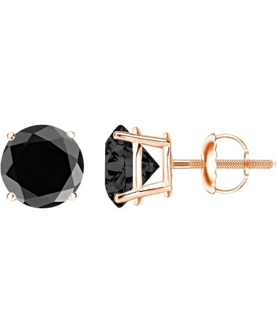 1/2-10 Carat Total Weight Black Diamond Stud Earrings 4 Prong Screw Back 0.5 Carat 14K Rose Gold $447.84 Earrings