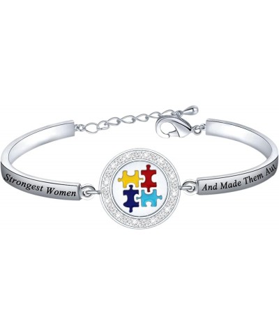 Autism Mom Jewelry Some of The Strongest Women Autistic Gift Autism Awareness Bracelet Proud Autism Mom Gift God Found-silver...