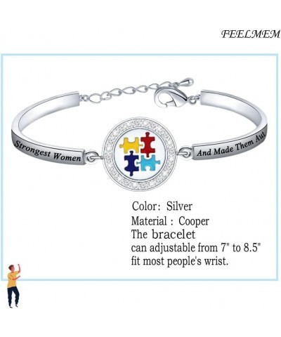 Autism Mom Jewelry Some of The Strongest Women Autistic Gift Autism Awareness Bracelet Proud Autism Mom Gift God Found-silver...