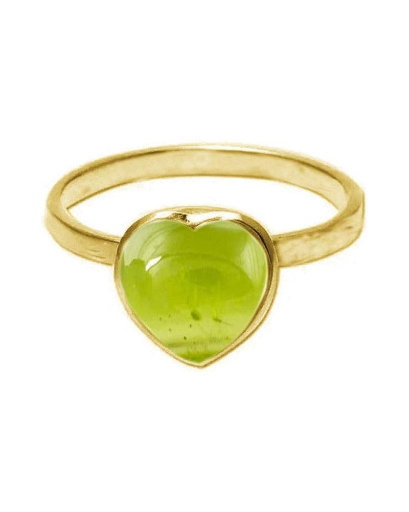 5 Carat Natural Heart Shape Gemstone Gold Plated Jewellery Handmade Simple Ring Size US 4-13 natural-cabochon peridot $12.74 ...