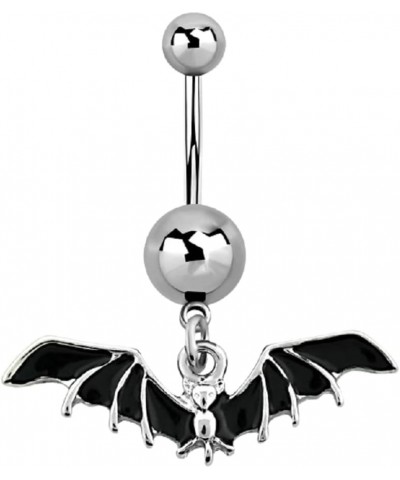 14GA 316L Stainless Steel Black Bat Dangling Belly Button Ring $7.25 Body Jewelry