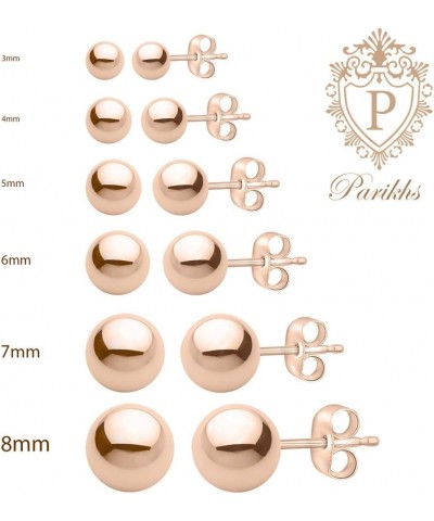 White/Yellow/Rose Gold Ball Earrings High Polished 3MM - 8MM with 14k Gold Pushbacks 4MM - Rose Gold $17.15 Earrings