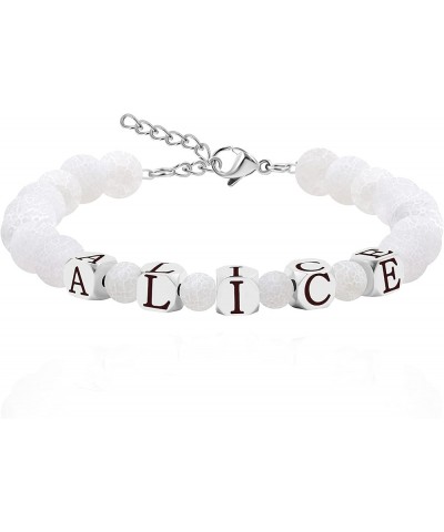 Customized Name Bracelet, 8mm Weathered Frosted Agate Beads/Murano Murano Glass Beaded Bracelets for Women Y1501-White $8.95 ...