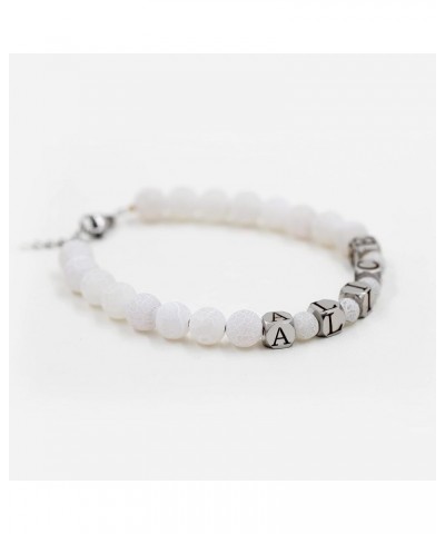 Customized Name Bracelet, 8mm Weathered Frosted Agate Beads/Murano Murano Glass Beaded Bracelets for Women Y1501-White $8.95 ...