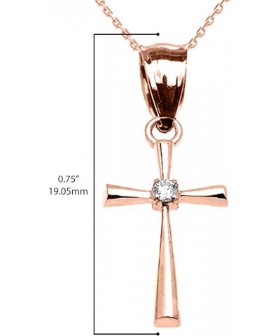 14K Rose Gold Diamond Solitaire Accent Cross Pendant Necklace with Rolo Chain and Pendant only 14K Rose Gold - Pendant Only $...
