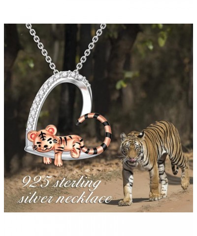 Cute Animal Necklace S925 Sterling Silver Hamster/Tiger/Fox Pendant Necklace Animal Jewelry Gifts for Women Girls Teen heart ...