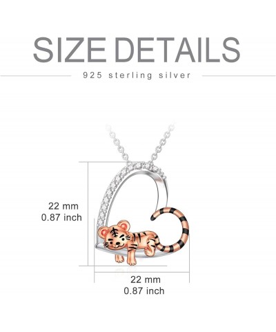 Cute Animal Necklace S925 Sterling Silver Hamster/Tiger/Fox Pendant Necklace Animal Jewelry Gifts for Women Girls Teen heart ...