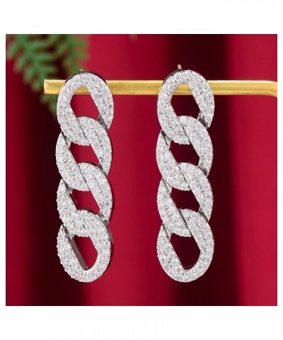 Iced Out Hip Hop MULICOLOR Earrings for Women Wedding Miami Prong Cuban Chain Link Cubic Zirconia CZ Earrings Chains Gold $30...