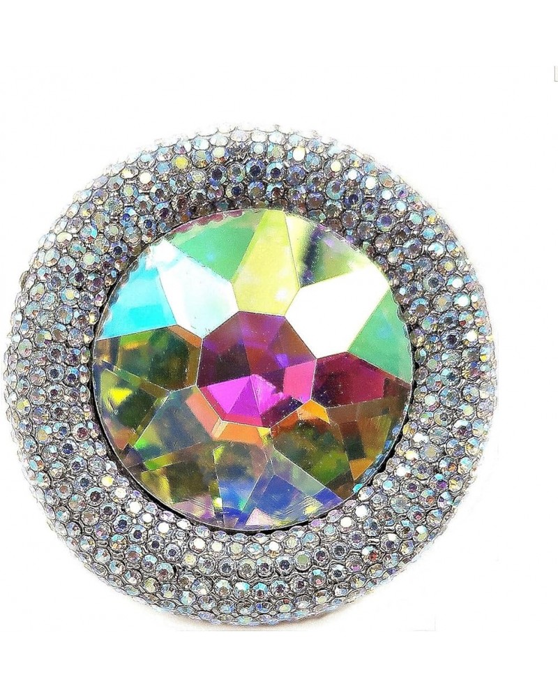 Glitter Wide Pave Round Stone Shaped Brooch Rhinestone Pin color $9.35 Brooches & Pins