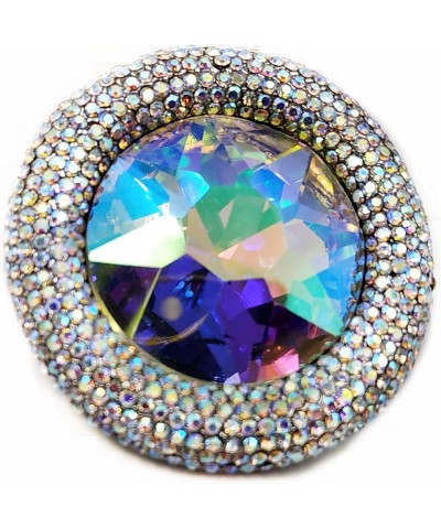 Glitter Wide Pave Round Stone Shaped Brooch Rhinestone Pin color $9.35 Brooches & Pins