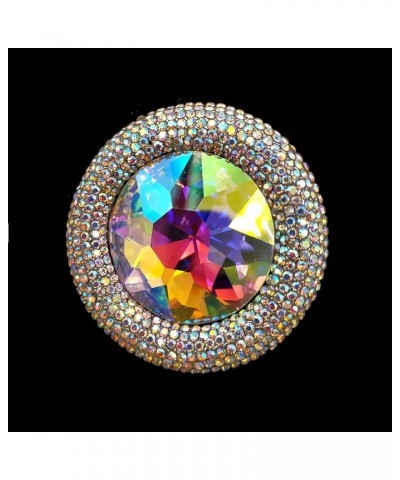 Glitter Wide Pave Round Stone Shaped Brooch Rhinestone Pin color $9.35 Brooches & Pins