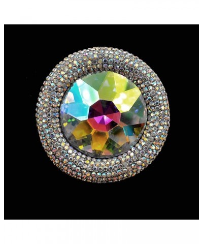 Glitter Wide Pave Round Stone Shaped Brooch Rhinestone Pin color $9.35 Brooches & Pins