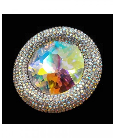 Glitter Wide Pave Round Stone Shaped Brooch Rhinestone Pin color $9.35 Brooches & Pins