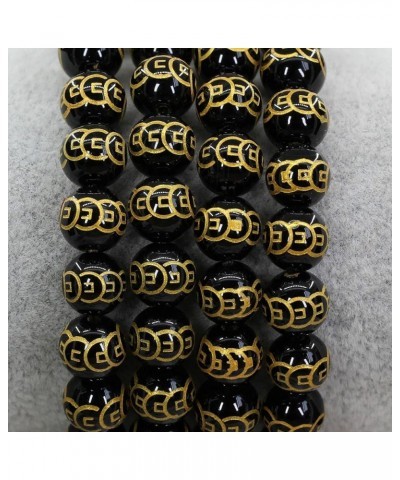 Gem Semi Precious Gemstones 8mm Round Beads Crystal Stretch Bracelet 7 Inch Unisex Coin Plated Black Agate $6.62 Bracelets