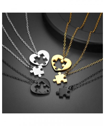 Heart or Puzzle Piece Best Friend Necklaces for 2-8 Stainless Steel 18K Gold Plated BFF Forever Friendship Necklace Gift for ...