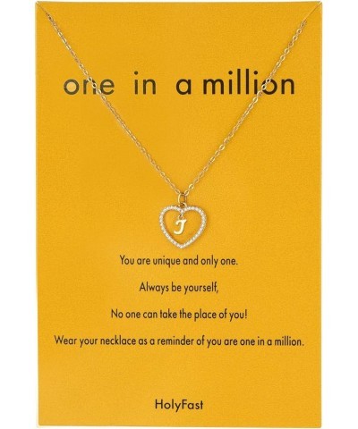 Initial Heart Necklace for Women CZ Heart Letter A-Z Name Alphabet Pendant Necklace Valentine's Day gift Gold Plated J $9.35 ...