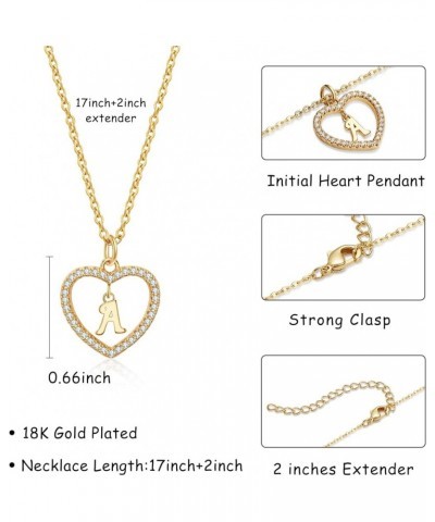 Initial Heart Necklace for Women CZ Heart Letter A-Z Name Alphabet Pendant Necklace Valentine's Day gift Gold Plated J $9.35 ...