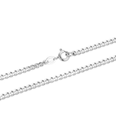 Authentic Sterling Silver 1.2mm 2mm 3mm 4mm Diamond-Cut Curb Chain Necklace Tarnish Resistant Hypoallergenic Nickel Free Wome...