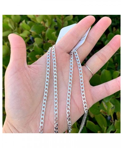 Authentic Sterling Silver 1.2mm 2mm 3mm 4mm Diamond-Cut Curb Chain Necklace Tarnish Resistant Hypoallergenic Nickel Free Wome...