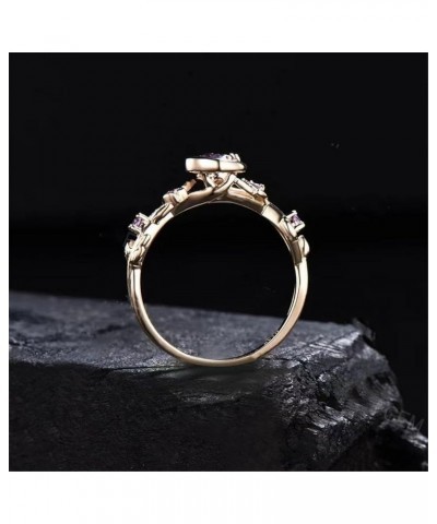 Round Shaped Gemstone Branch Ring with Moon and Star Shaped Wedding Ceremony Alloy Birthstone Ring for Women Gold 8 $3.77 Others