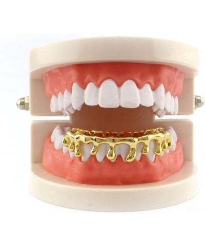 18k Gold Teardrop Bottom Grillz 6 Teeth Lower Teeth Drip Cap Grillz Gold $8.54 Body Jewelry