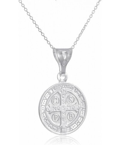 925 Silver Saint Benedict Reversable Medal Pendant with 18 Inch Link Necklace Saint Benedict Reversable (Medium) $17.84 Neckl...