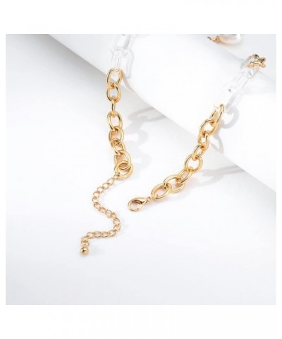 Women Acrylic Link Gold Chunky Chain Link Choker Necklace Pearl Charm Clavicle Necklace for Women Girls Special Occasion Jewe...