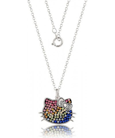 Sanrio Hello Kitty Womens Pendant Necklace 18" - Silver-Plated Necklace with Hello Kitty Pendant Officially Licensed Rainbow ...