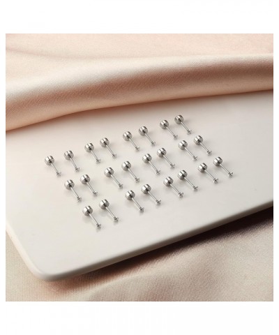 12 Pairs 14K Flat Back Earrings 20G Cartilage Earring Stud Tiny 2MM 3MM 4MM Flat Back Stud Earrings silver-2mm $10.43 Earrings