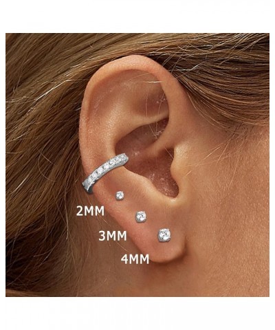 12 Pairs 14K Flat Back Earrings 20G Cartilage Earring Stud Tiny 2MM 3MM 4MM Flat Back Stud Earrings silver-2mm $10.43 Earrings