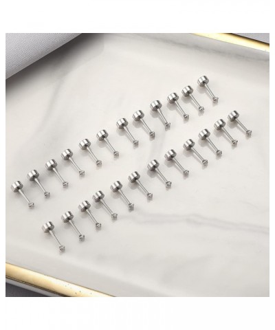 12 Pairs 14K Flat Back Earrings 20G Cartilage Earring Stud Tiny 2MM 3MM 4MM Flat Back Stud Earrings silver-2mm $10.43 Earrings