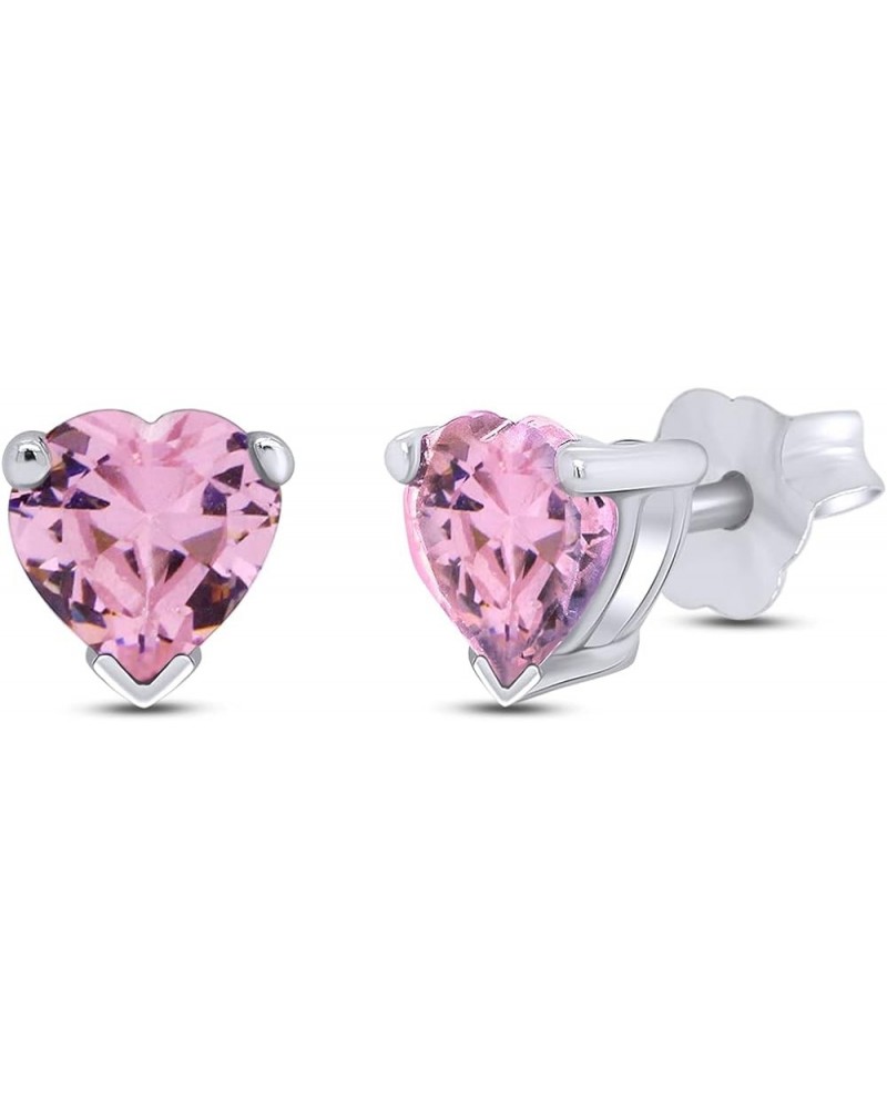 Heart Shape 5MM Stud Earrings In 14K White Gold Over Sterling Silver (0.5 Ct) Simulated tourmaline $15.19 Earrings