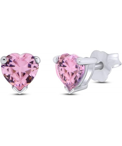 Heart Shape 5MM Stud Earrings In 14K White Gold Over Sterling Silver (0.5 Ct) Simulated tourmaline $15.19 Earrings