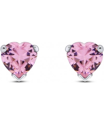 Heart Shape 5MM Stud Earrings In 14K White Gold Over Sterling Silver (0.5 Ct) Simulated tourmaline $15.19 Earrings