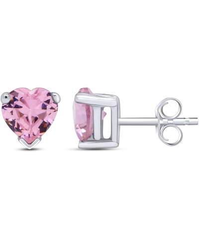 Heart Shape 5MM Stud Earrings In 14K White Gold Over Sterling Silver (0.5 Ct) Simulated tourmaline $15.19 Earrings