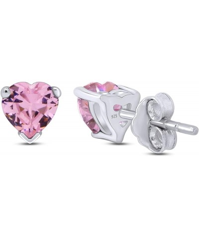 Heart Shape 5MM Stud Earrings In 14K White Gold Over Sterling Silver (0.5 Ct) Simulated tourmaline $15.19 Earrings