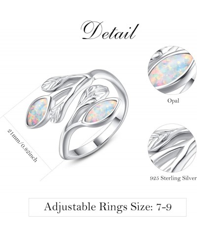 Leaf Rings for Women 925 Sterling Silver Leaf Moonstone Ring Open Adjustable Wrap Rings Promise Engagement Wedding Rings 02-O...