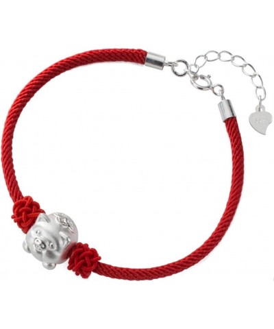 Red String Lucky Pig S925 Sterling Silver Bracelet Silver Pig $13.49 Bracelets