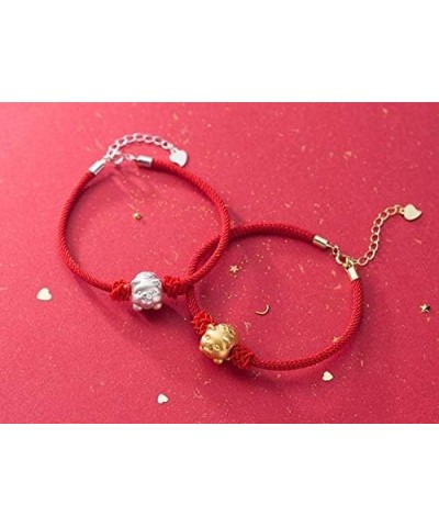 Red String Lucky Pig S925 Sterling Silver Bracelet Silver Pig $13.49 Bracelets