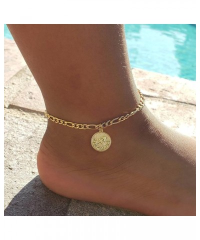 Zodiac Ankle Bracelets for Women Silver Anklet 14K Real Gold Plated Zodiac Anklets for Women Horoscope Constellation Anklet Z...