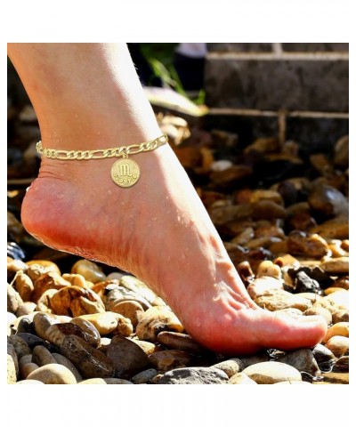 Zodiac Ankle Bracelets for Women Silver Anklet 14K Real Gold Plated Zodiac Anklets for Women Horoscope Constellation Anklet Z...