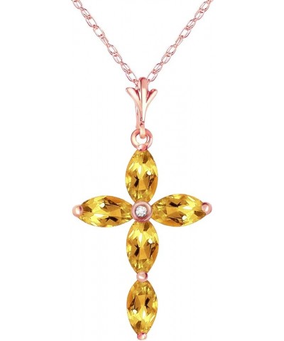 14k Solid Yellow, White, Rose Gold Genuine Diamond and Citrine Cross Pendant Necklace Rose Gold 18.0 Inches $124.64 Necklaces