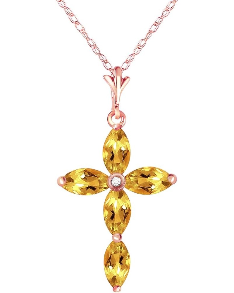 14k Solid Yellow, White, Rose Gold Genuine Diamond and Citrine Cross Pendant Necklace Rose Gold 18.0 Inches $124.64 Necklaces